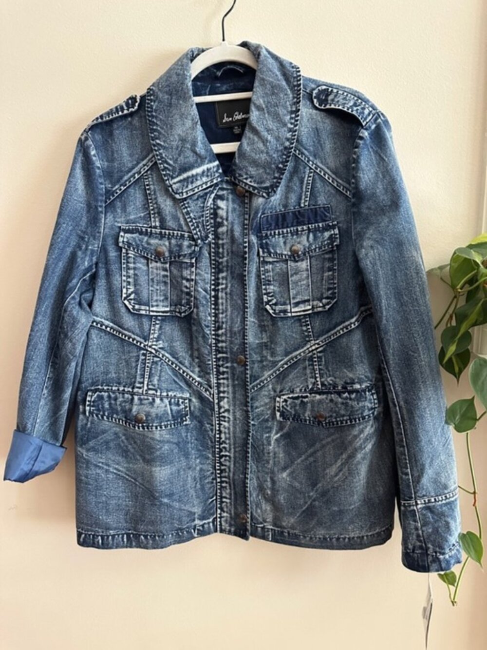 Sam Edelman Distressed Blue Denim Jacket
